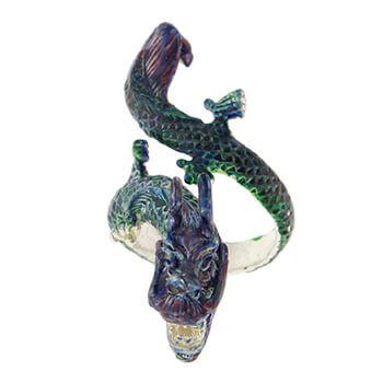 anillo de plata esmaltado con forma de dragón