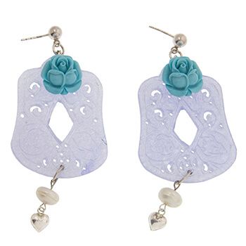 Pendientes de Jade con plata y flor azul de Tabata Morgana