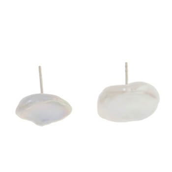 Pendientes de perlas keshi boton plano y plata de Tabata morgana