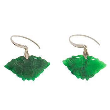 Pendientes de jade verde y plata