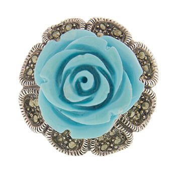 Anillo de plata con Flor azul y Marquesitas de Tabata Morgana
